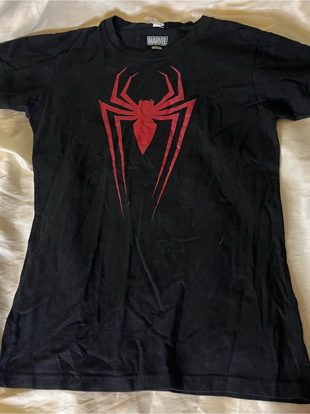 Marvel Kids Black Short-Sleeve Tee with Red Spider Emblem